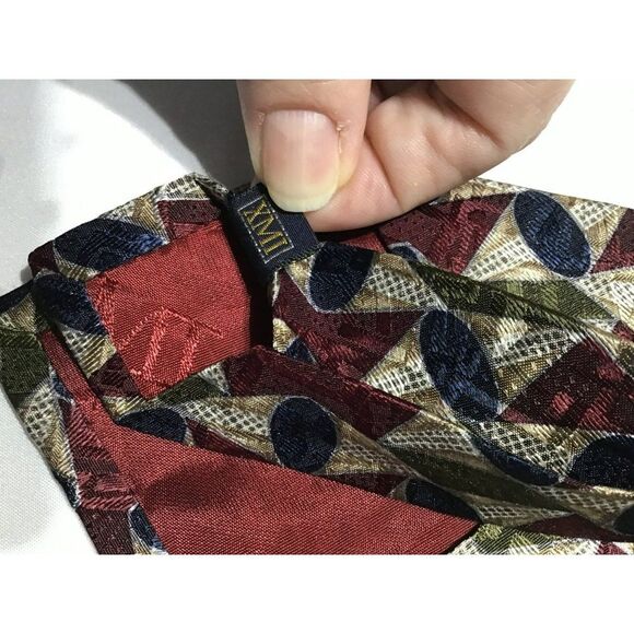 5/$10 Nordstrom Geometric Handmade 56" Red Blue Tie - Picture 5 of 5